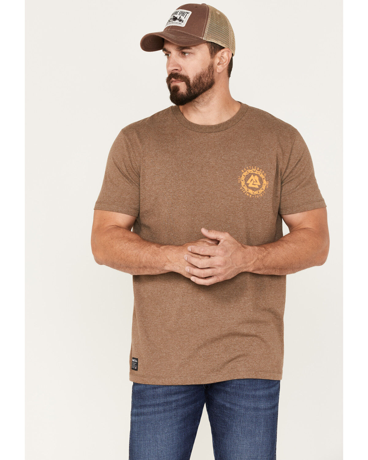 Image #1 - Howitzer Men's Battle Born Viking Spirit Graphic T-Shirt, Brown, hi-res