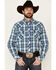 Image #1 - West Made Men's Dobby Plaid Long Sleeve Pearl Snap Western Shirt , Blue, hi-res