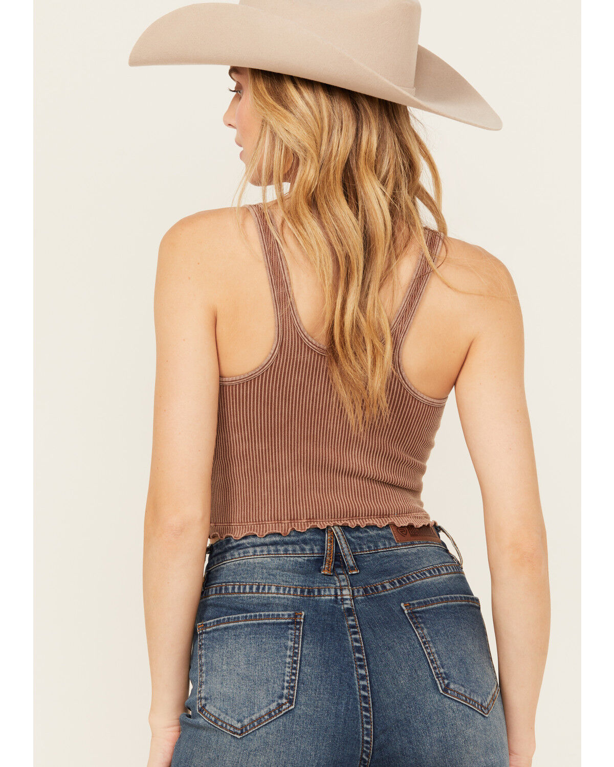 Image #4 - Fornia Women's Ribbed Lettuce Edge Brami, Brown, hi-res