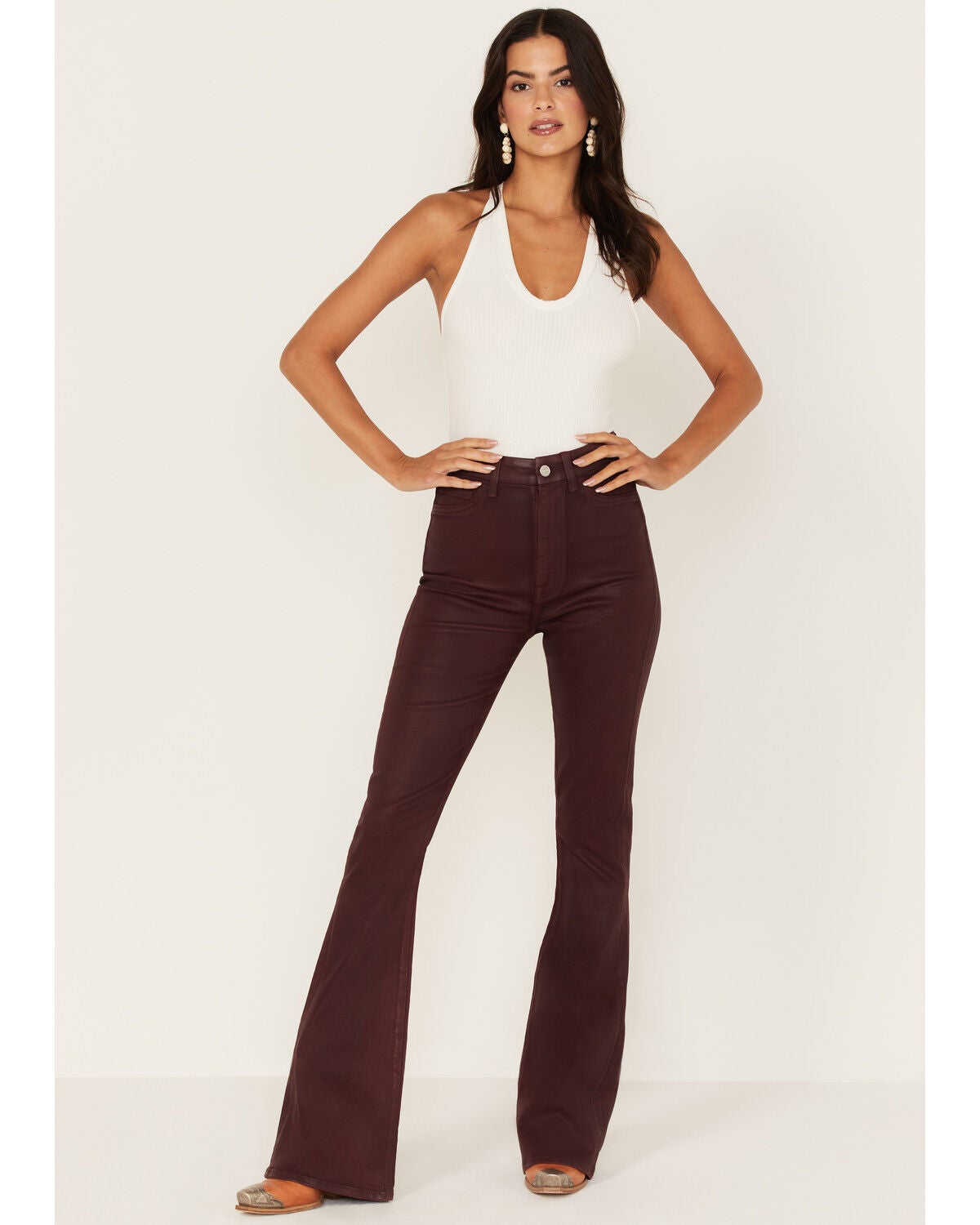 7 For All Mankind Women's High Rise Coated Slim Bootcut Jeans, Ruby, hi-res