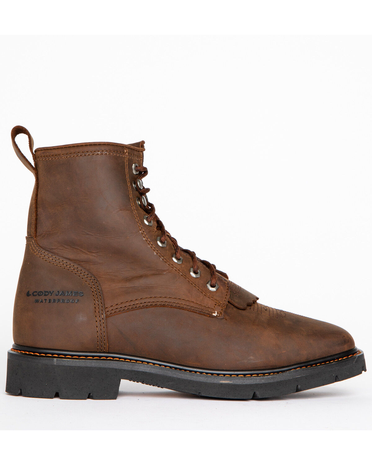 Image #2 - Cody James Men's 8" Mustang Waterproof Lace-Up Kiltie Work Boots - Square Toe, Brown, hi-res