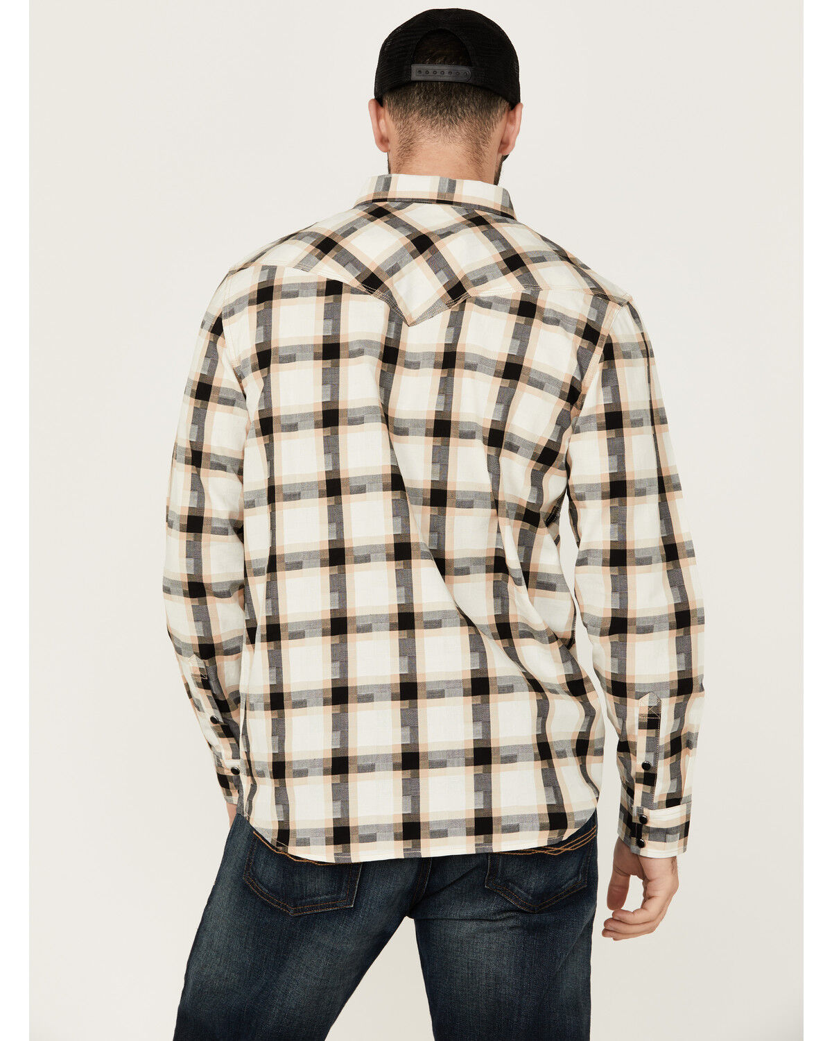 Image #4 - Moonshine Spirit Men's Crescendo Plaid Print Long Sleeve Snap Western Shirt, White, hi-res