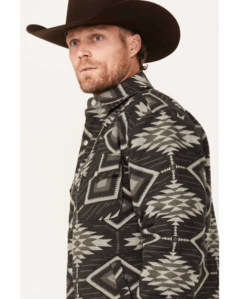 Image #2 - Outback Trading Co Men's Southwestern Print Lined Snap Shirt Jacket, Black, hi-res