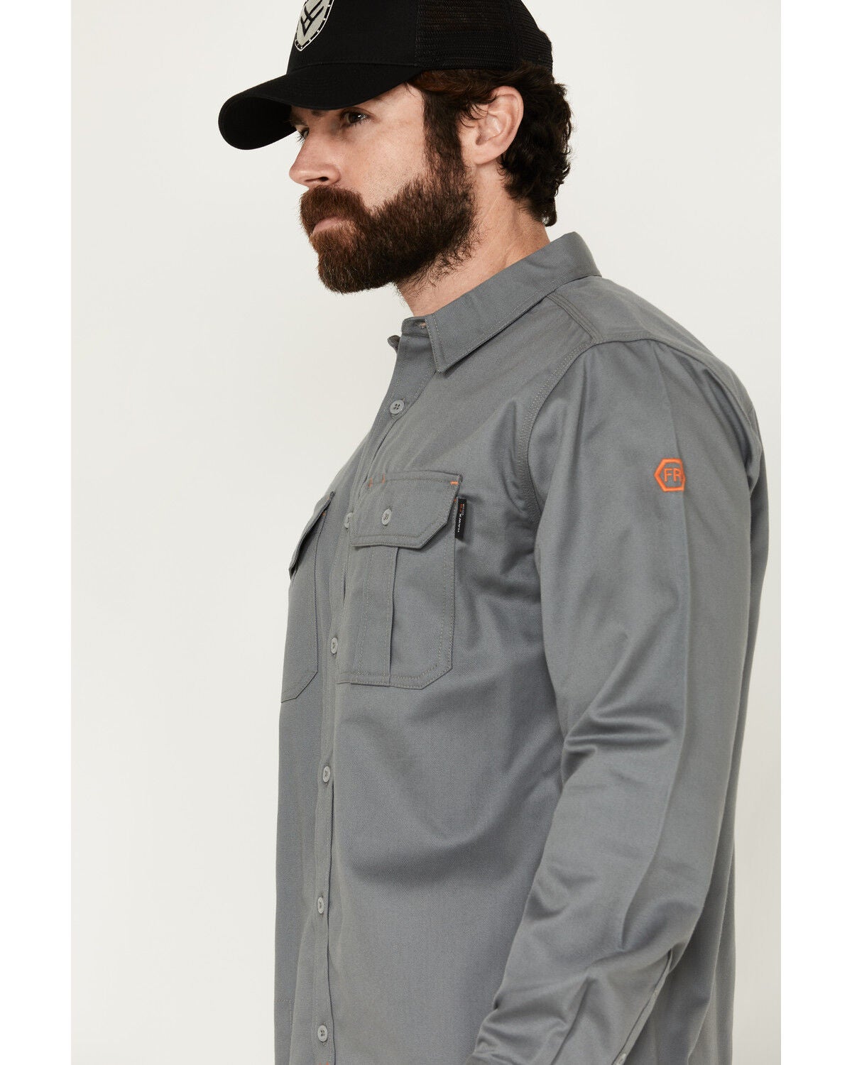 Image #2 - Hawx Men's FR Woven Long Sleeve Button-Down Work Shirt - Big, Silver, hi-res