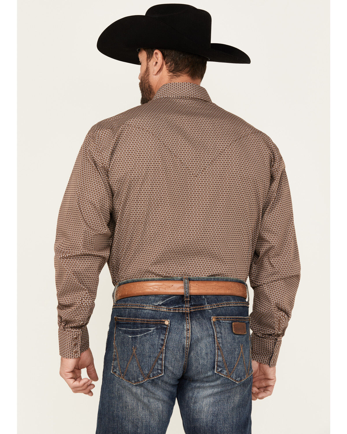 Image #4 - Stetson Men's Geo Print Long Sleeve Snap Western Shirt, Brown, hi-res