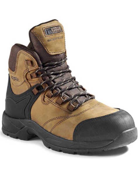 Kodiak Men's Journey Lace-Up Waterproof Hiker Work Boots - Composite Toe, Brown, hi-res