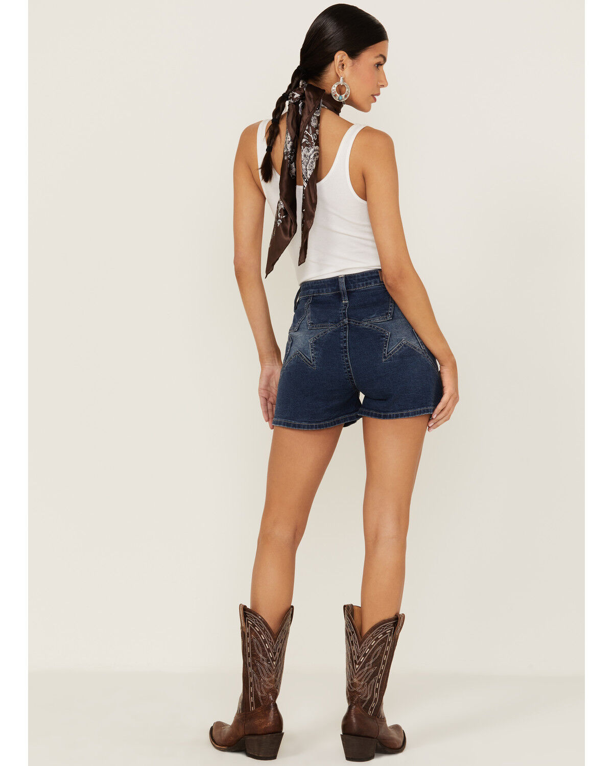 Image #3 - Rock & Roll Denim Women's Dark Wash High Rise Star Denim Shorts, , hi-res