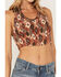 Image #2 - Shyanne Women's Floral Print Smocked Halter Crop Top, Chestnut, hi-res