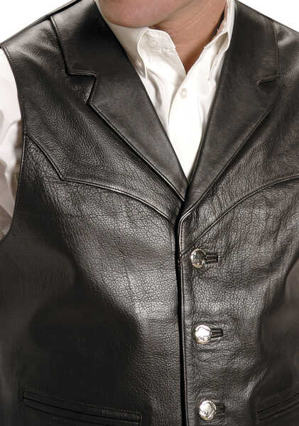 Image #2 - Roper Men's Nappa Notched Collar Leather Vest - Big & Tall, Brown, hi-res