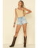 Rolla's Women's Distressed Light Wash Duster Shorts, Blue, hi-res