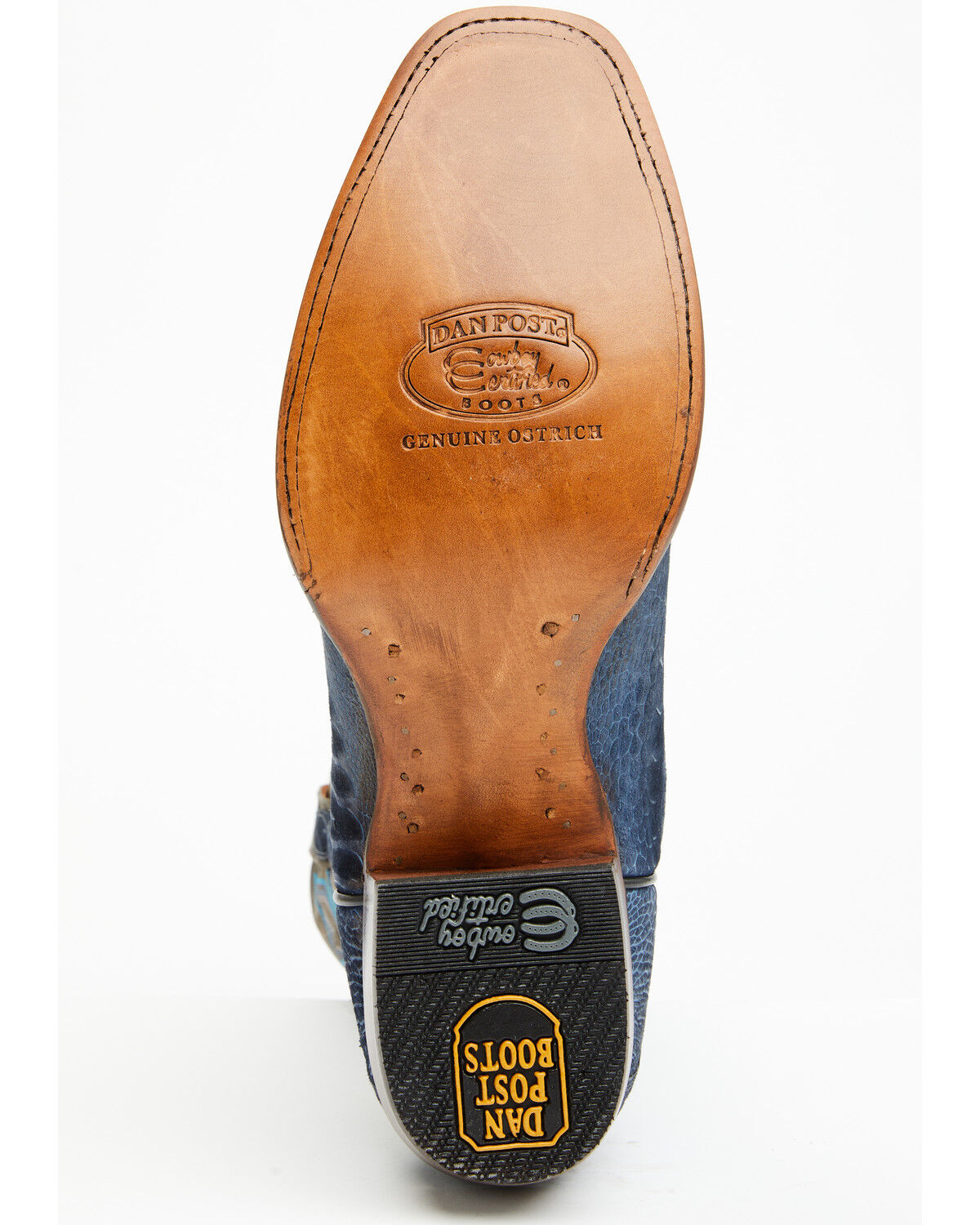 Image #7 - Dan Post Men's 11" Exotic Ostrich Leg Western Boots - Square Toe, Blue, hi-res