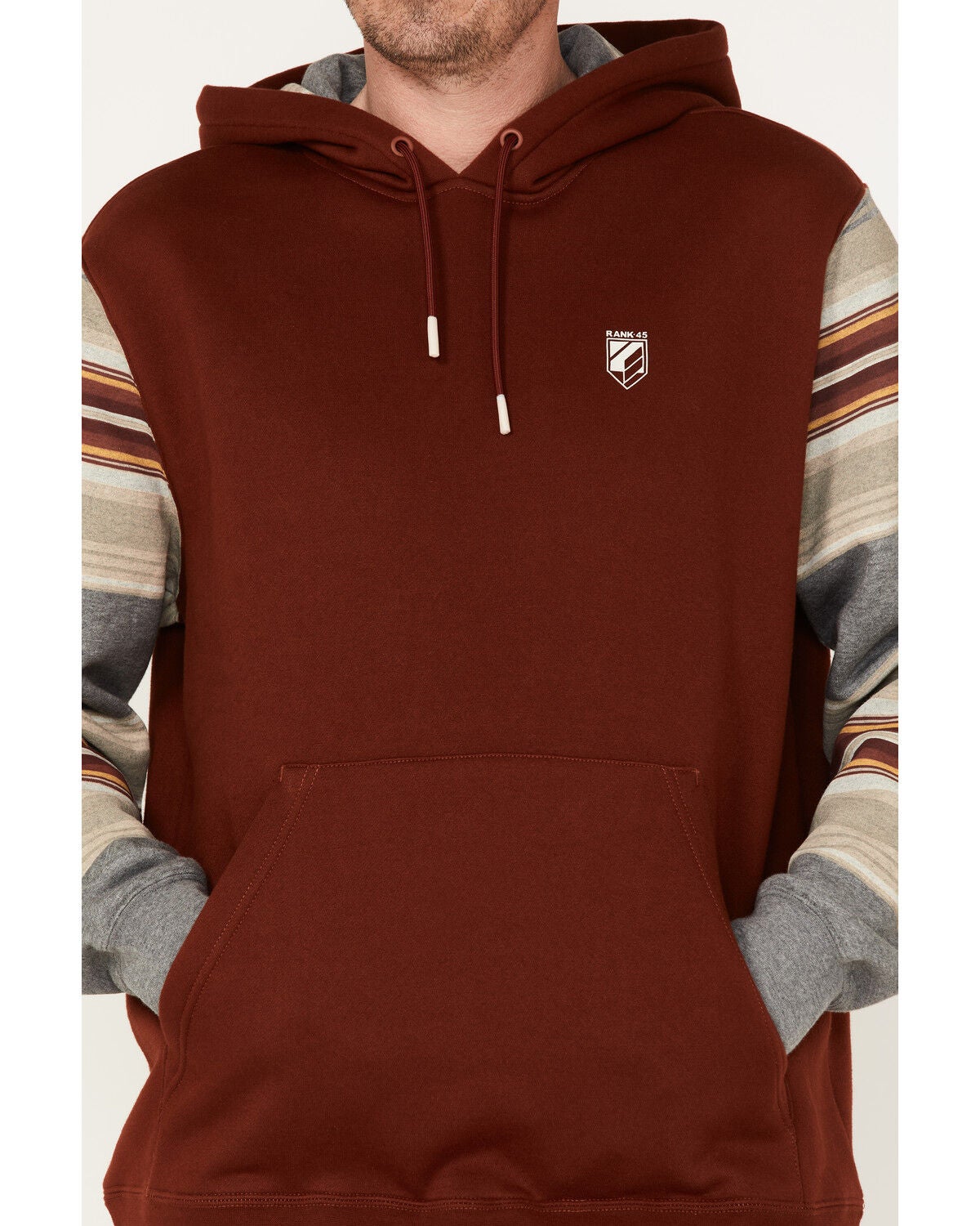 Image #3 - RANK 45&reg; Men's Stripe Sleeve Logo Hooded Sweatshirt, , hi-res