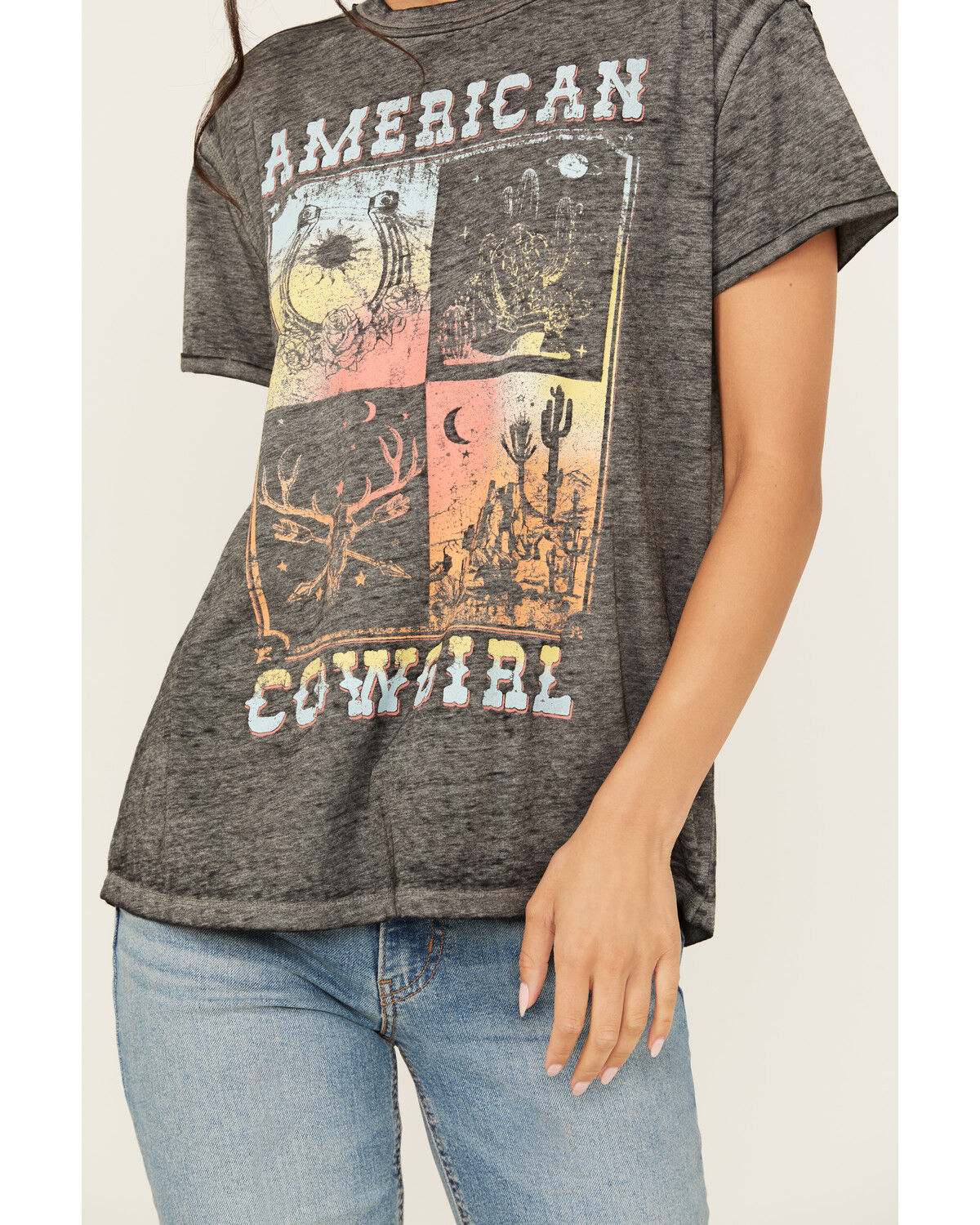 Image #3 - Blended Women's American Cowgirl Short Sleeve Graphic Tee, Black, hi-res