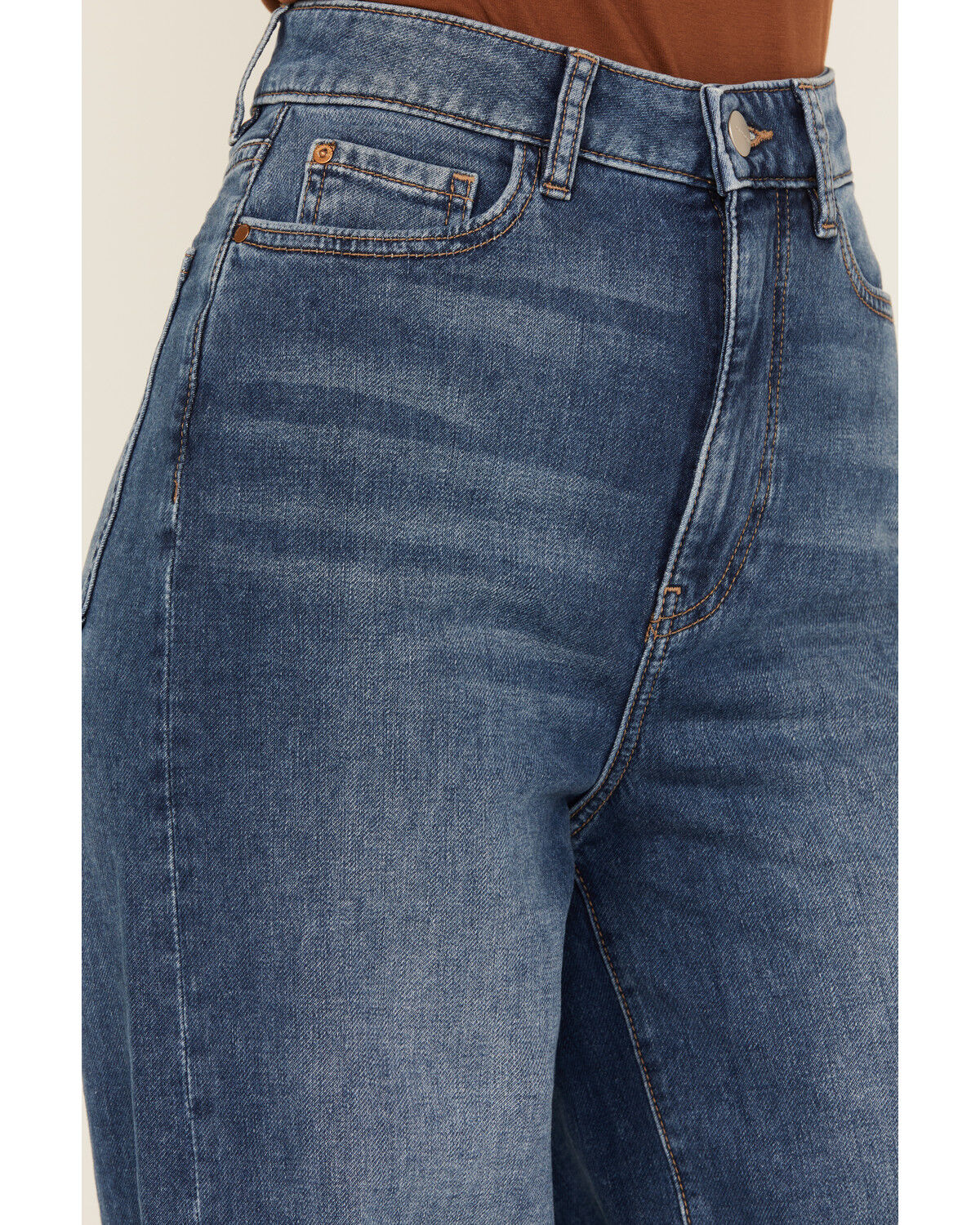 Image #2 - Warp + Weft Women's NCE Dark Wash High Rise Wide Leg Stretch Denim Jeans, Dark Wash, hi-res