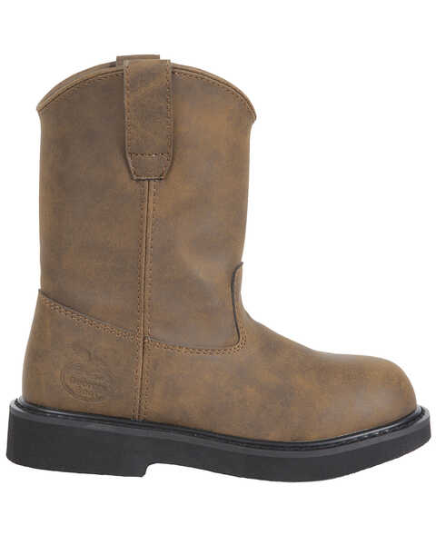 Image #1 - Georgia Boot Boys' Pull On Work Boots - Round Toe, Brown, hi-res