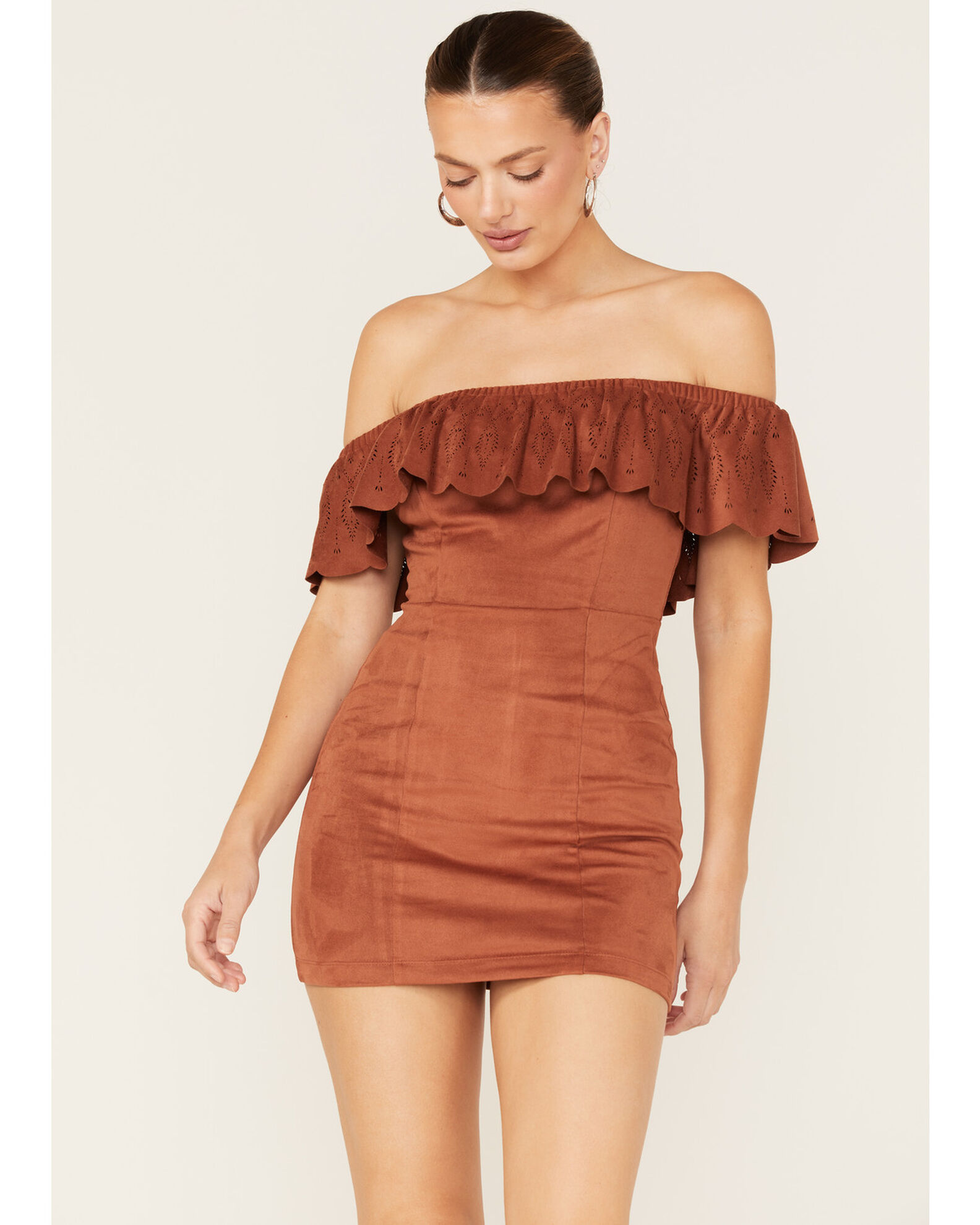 Red suede dress hotsell