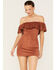 Image #1 - Shyanne Women's Off Shoulder Faux Suede Dress, Chestnut, hi-res
