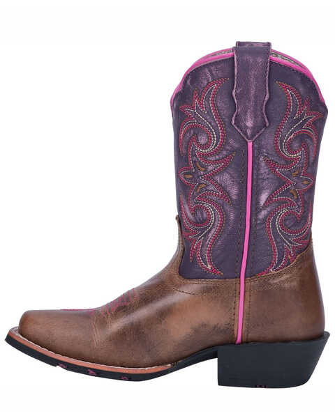 Image #3 - Dan Post Girls' Majesty Western Boots - Square Toe, Brown, hi-res
