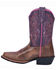 Dan Post Girls' Majesty Brown/Purple Western Boots - Square Toe, Brown, hi-res