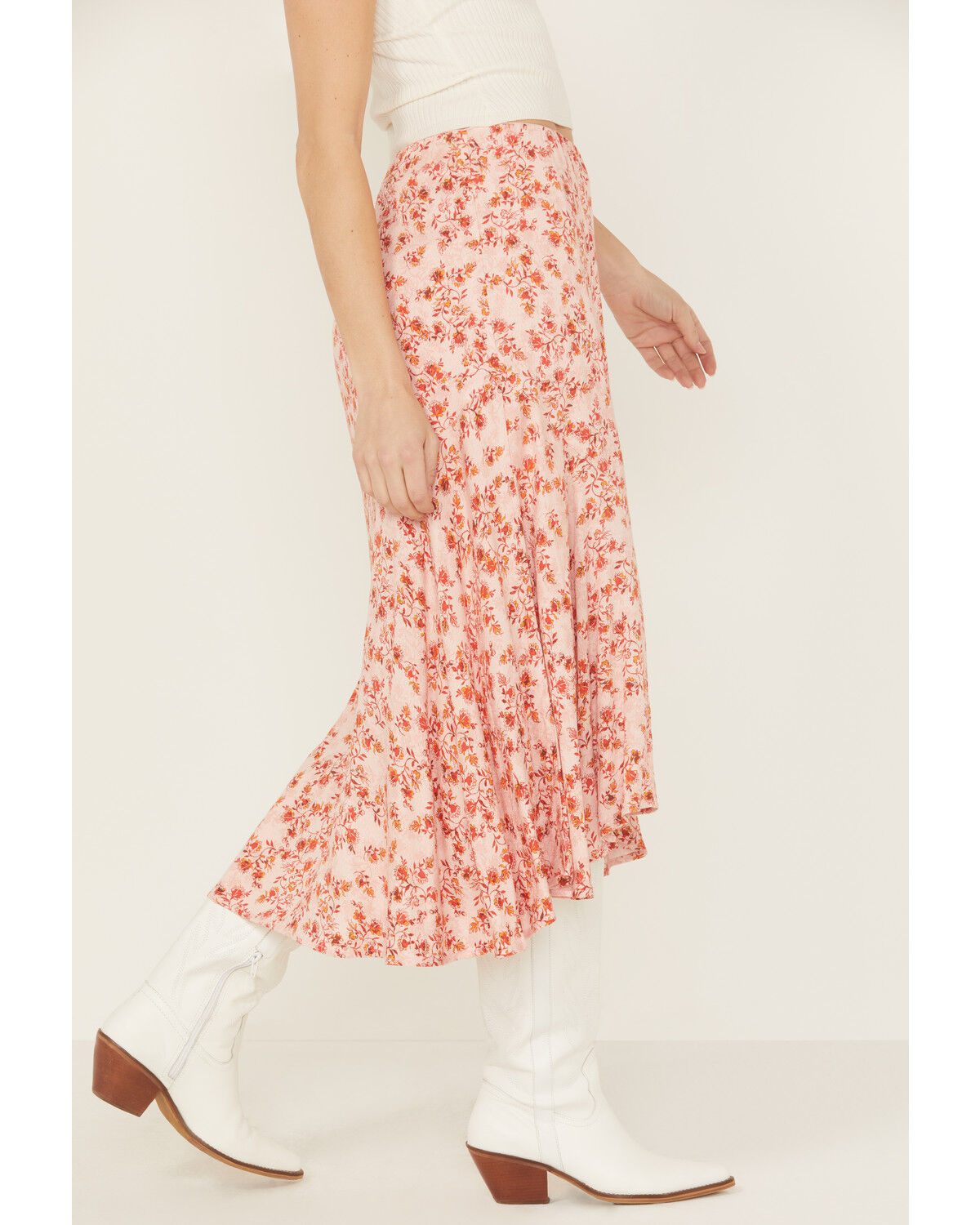Image #4 - Shyanne Women's Floral Print High-Low Midi Skirt, Light Pink, hi-res