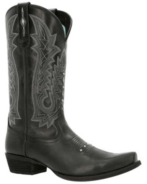 Image #1 - Durango Women's Crush Antique Studded Western Boots - Snip Toe , Black, hi-res