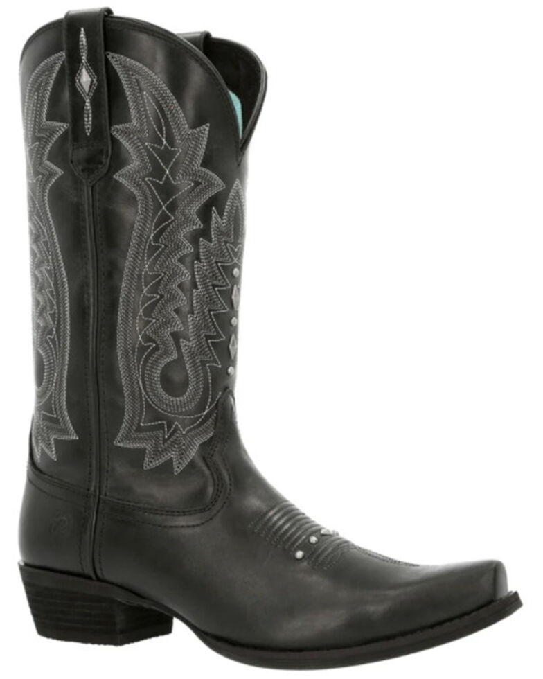 Durango Women's Crush Black Antique Studded Full-Grain Leather Boots - Snip Toe , Black, hi-res