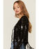 Image #2 - Vocal Women's Suede Tassel Jacket, Black, hi-res