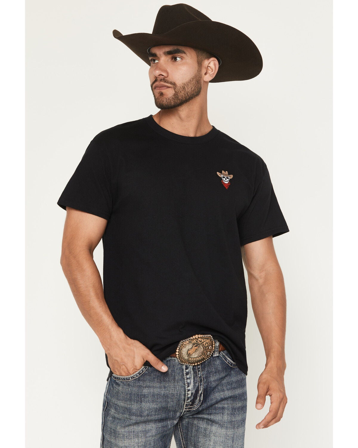 Riot Society Men's Skull Cowboy Short Sleeve Graphic T-Shirt, Black, hi-res
