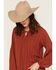 Image #2 - Lovestitch Women's Long Sleeve Button-Down Peasant Blouse, Rust Copper, hi-res