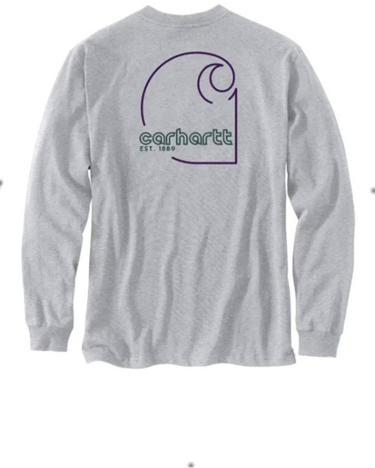 Image #1 - Carhartt Men's Loose Fit Heavyweight Long Sleeve Graphic T-Shirt, Heather Grey, hi-res
