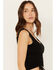 Image #2 - Shyanne Women's Pointelle Cinch Front Tank, Black, hi-res