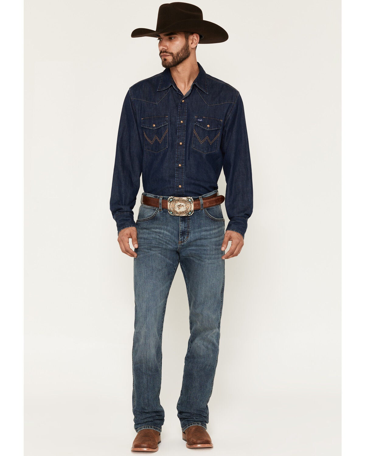 Image #1 - Wrangler Retro Men's 77MWZ Henry Medium Wash Slim Bootcut Stretch Denim Jeans, Medium Wash, hi-res