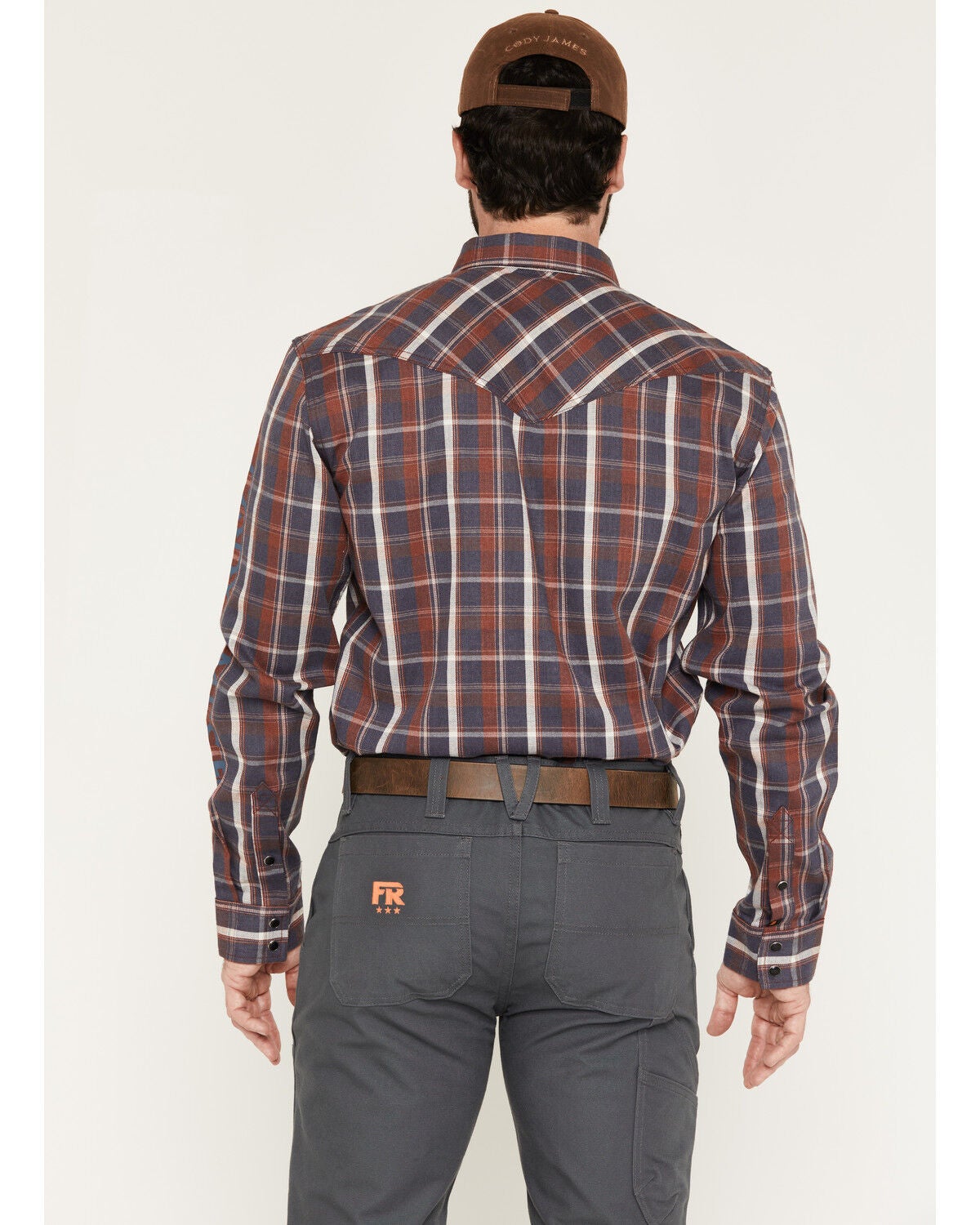 Image #4 - Cody James Men's FR McGregor Plaid Print Long Sleeve Snap Work Shirt, Red, hi-res