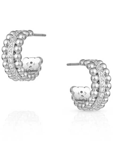 Image #1 - Montana Silversmiths Women's Ropes And Pearls Circular Earrings, Silver, hi-res