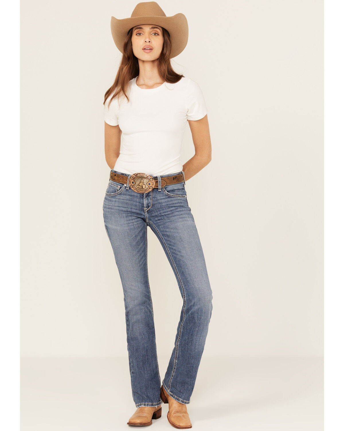 Image #3 - Ariat Women's Brittany Medium Wash Bootcut Stretch Denim Jeans, Medium Wash, hi-res