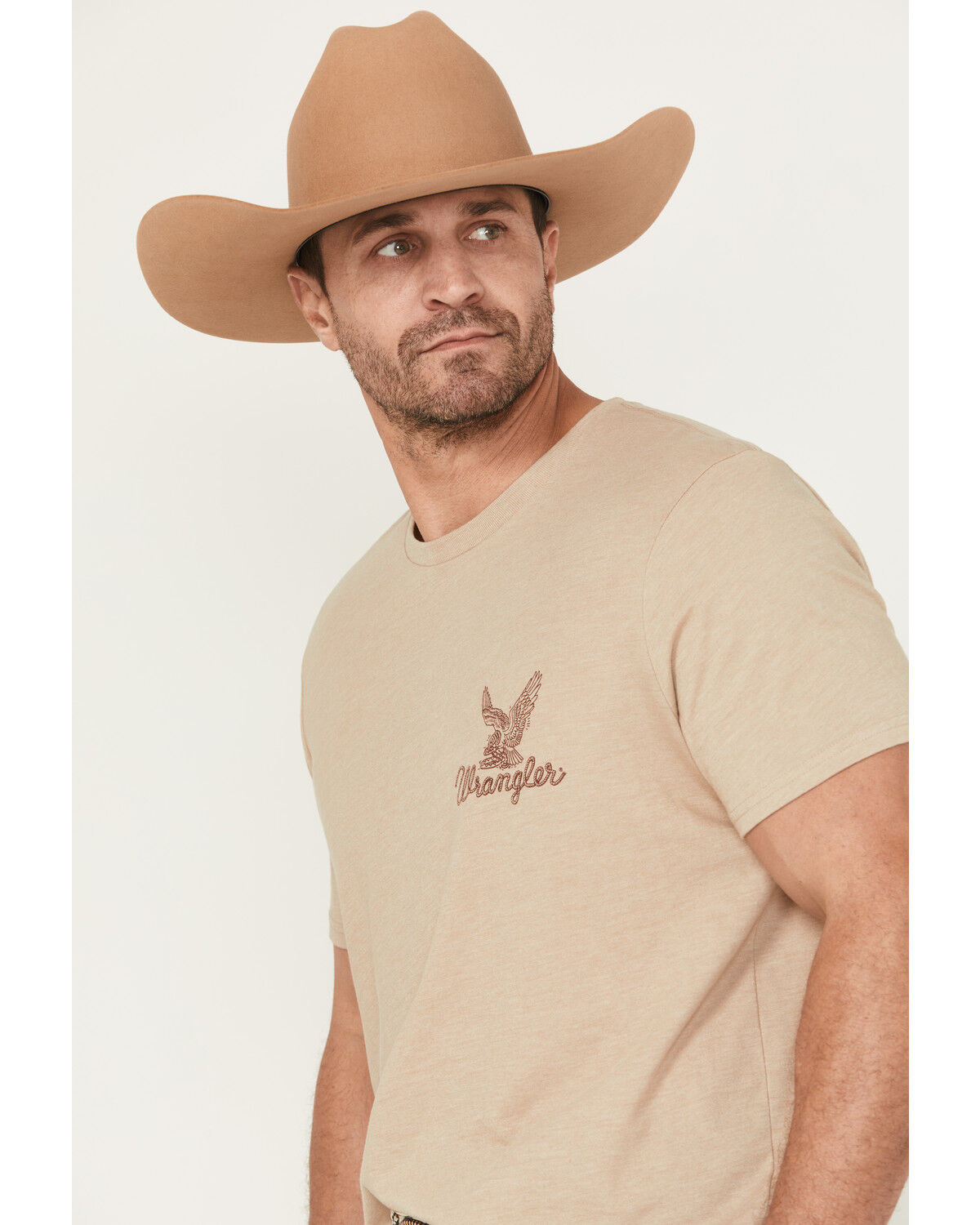 Image #3 - Wrangler Men's Eagle And Snake Logo Short Sleeve Graphic T-Shirt, Oatmeal, hi-res