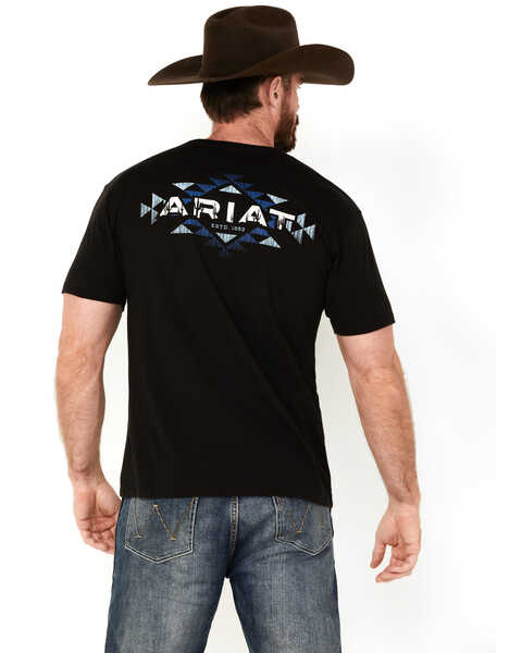 Ariat Men's Southwestern Logo Short Sleeve Graphic T-Shirt, Black, hi-res