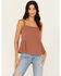 Image #1 - Cleo + Wolf Women's Cropped Strappy Peplum Top, Coffee, hi-res