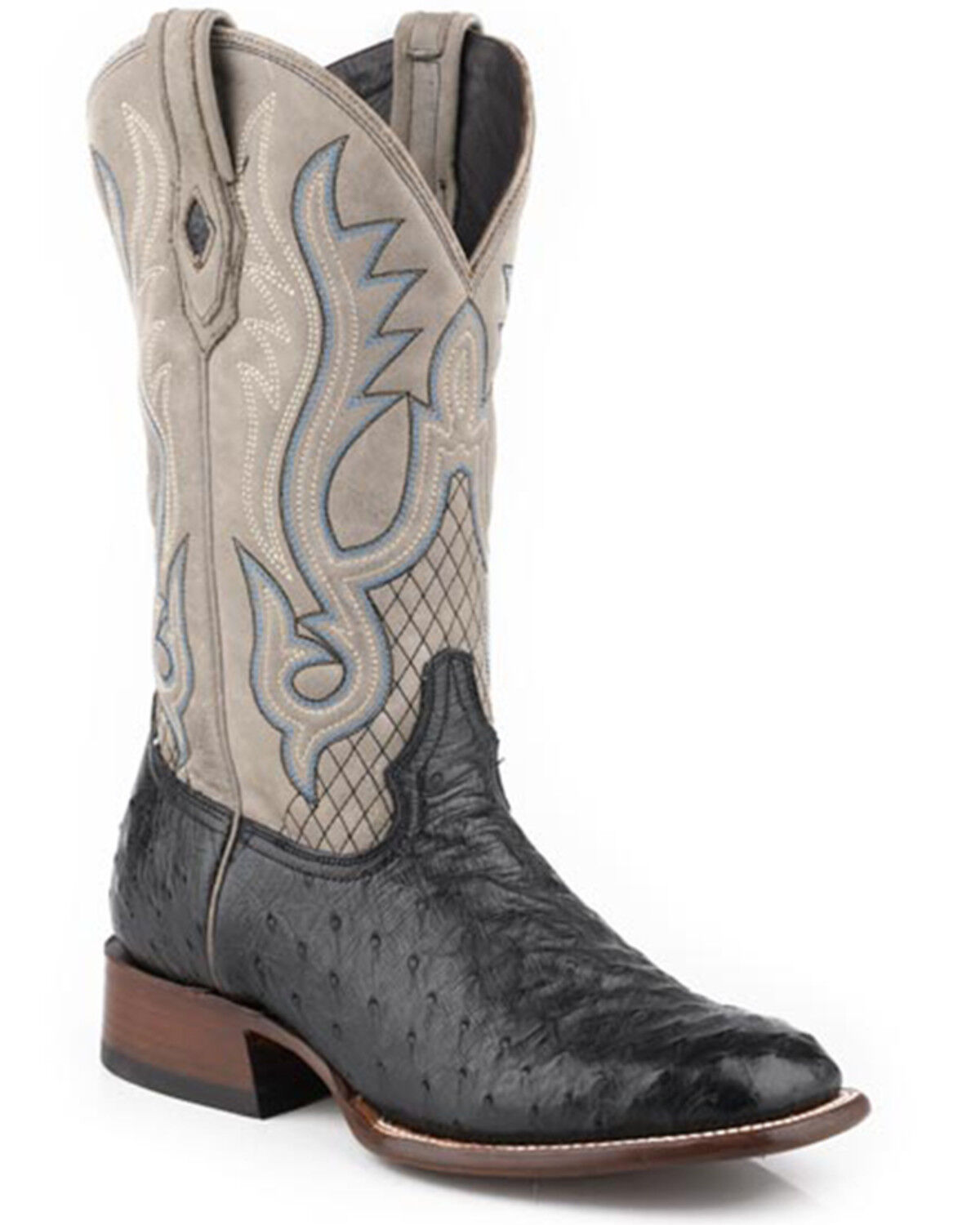Image #1 - Stetson Men's Ozzy Exotic Full Quill Ostrich Western Boots - Broad Square Toe, Black, hi-res