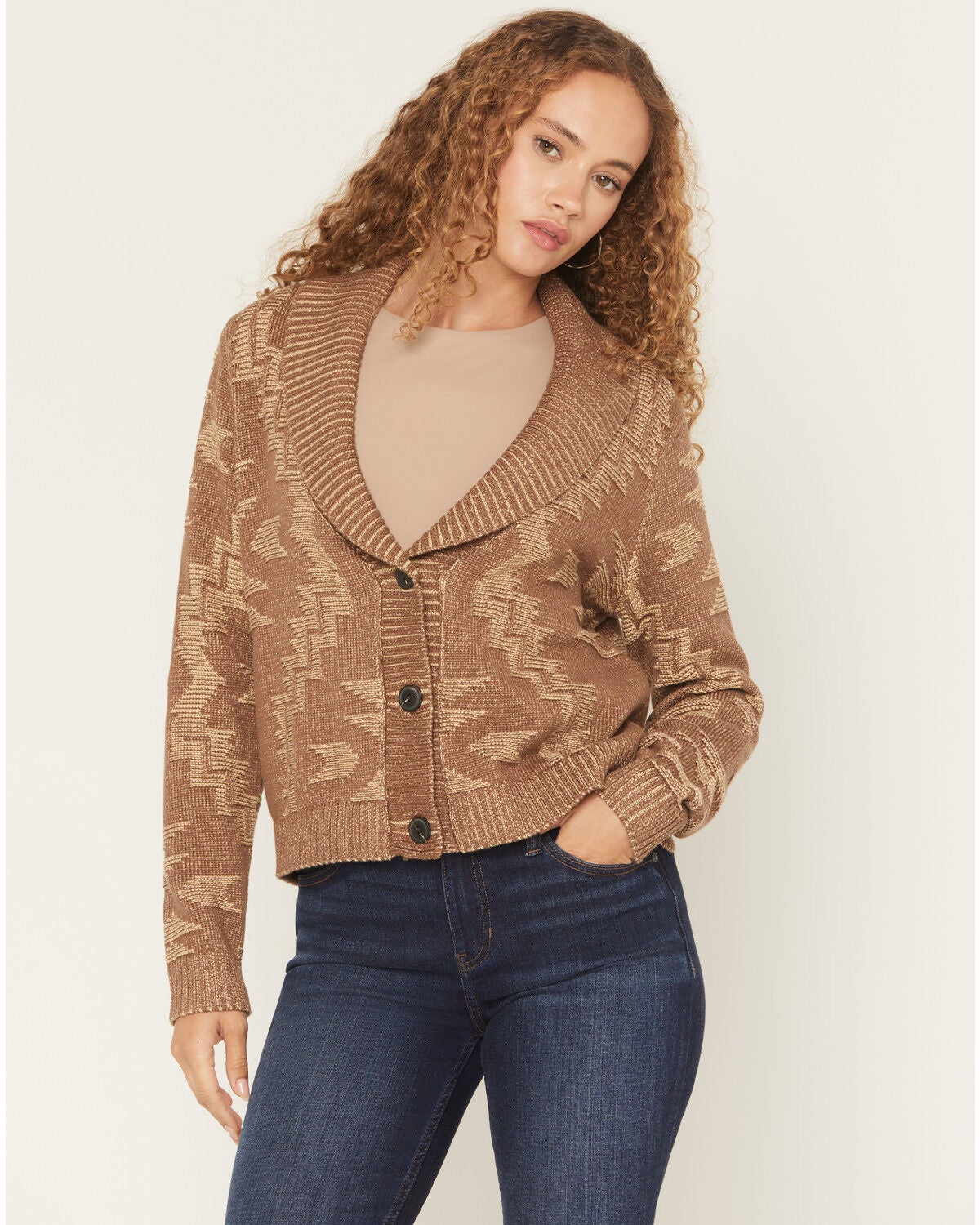 Image #1 - Pendleton Women's Textured Cardigan, Brown, hi-res