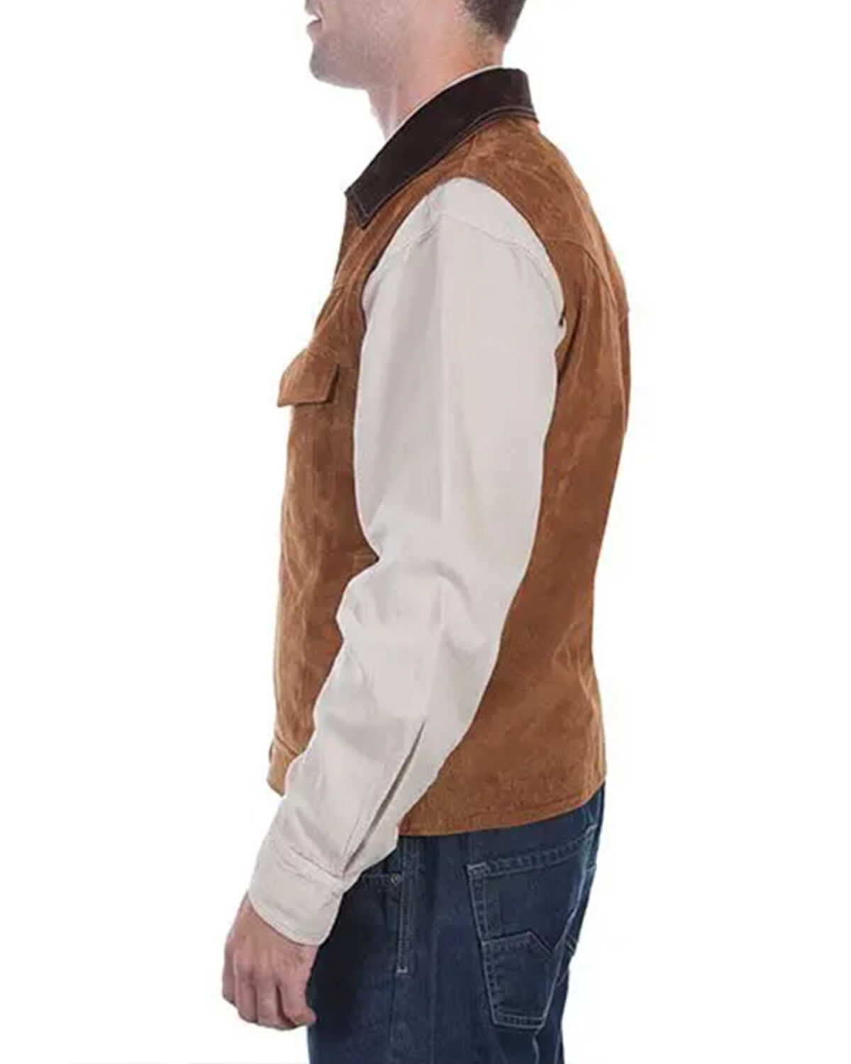 Image #4 - Scully Men's Two Tone Concealed Carry Suede Vest - Big, Coffee, hi-res