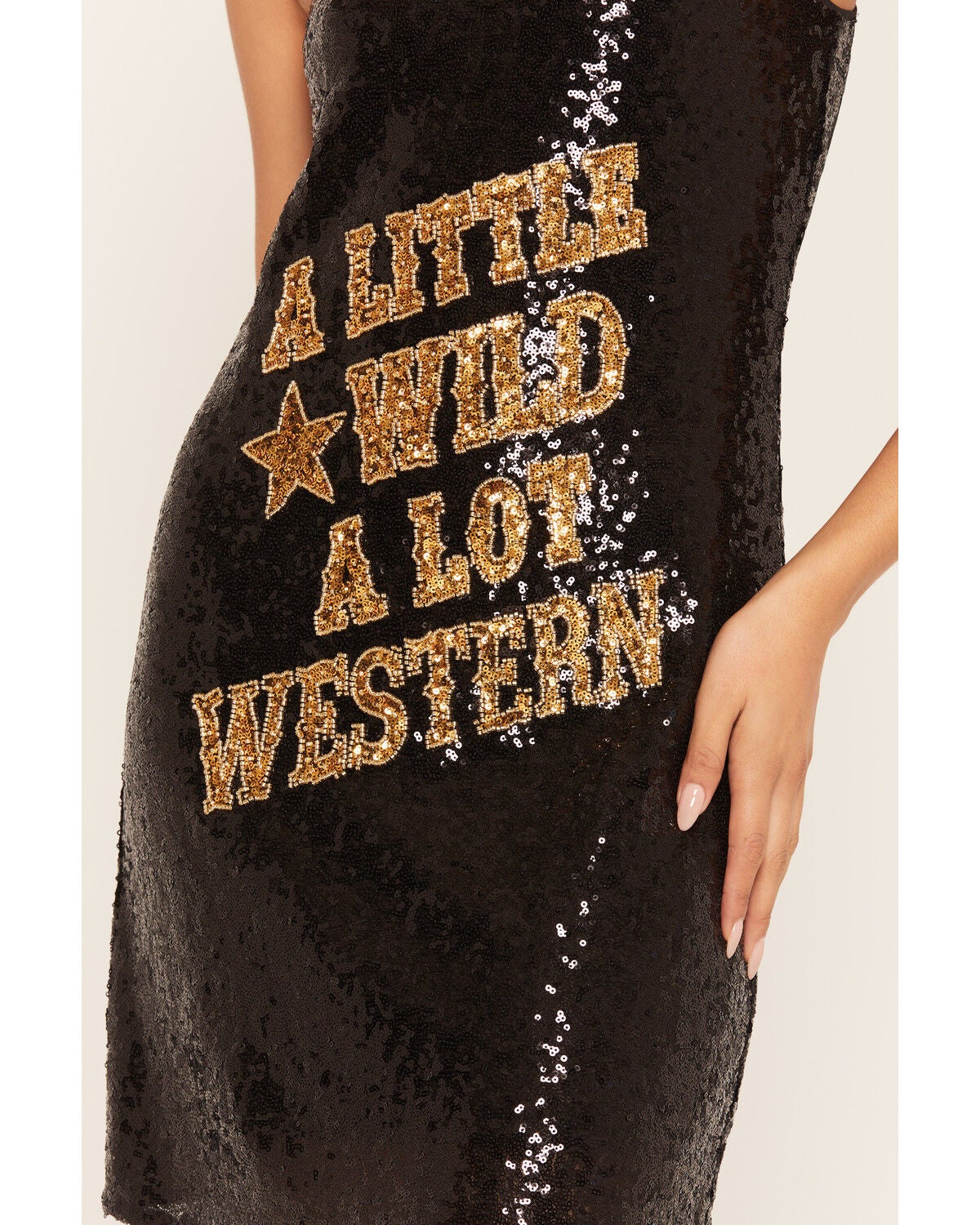 Image #2 - Wonderwest Women's Wild Western Sequins Mini Dress, Black, hi-res