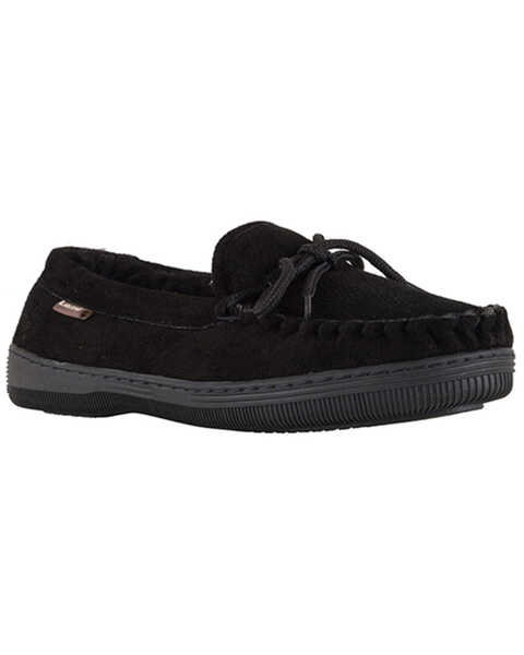 Image #2 - Lamo Footwear Men's Leather Moccasin Slippers - Moc Toe, Black, hi-res