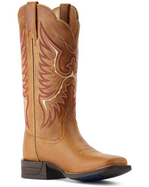 Ariat Women's Rockdale Western Performance Boots - Broad Square Toe, Brown, hi-res