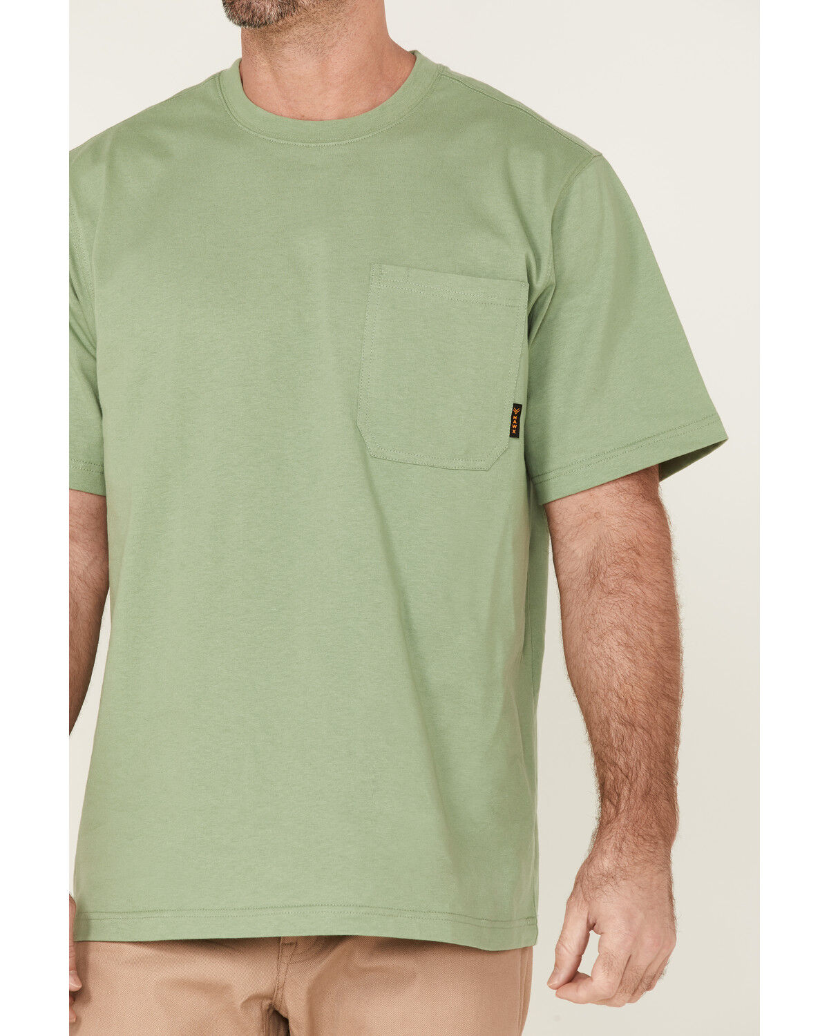 Image #3 - Hawx Men's Solid Loden Force Heavyweight Short Sleeve Work Pocket T-Shirt, Loden, hi-res
