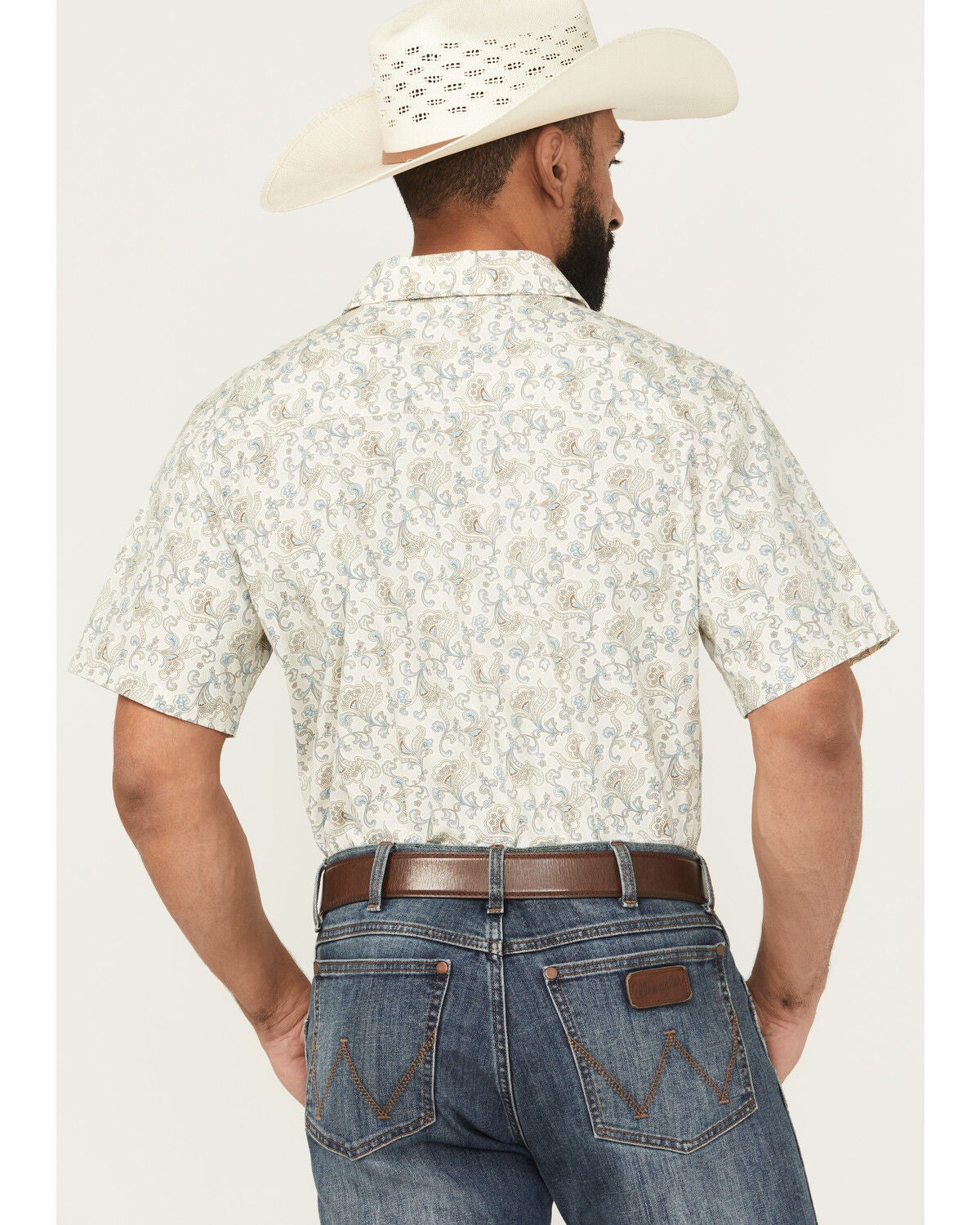 Image #4 - Gibson Trading Co Men's Groovy Floral Print Short Sleeve Button-Down Western Shirt - Tall, Ivory, hi-res