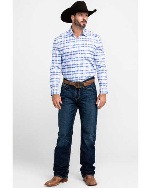 Scully Signature Soft Series Men's Multi Med Plaid Long Sleeve Western Shirt, Blue, hi-res