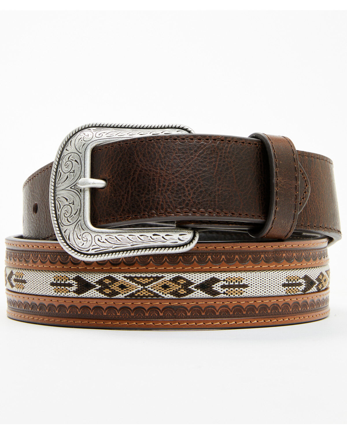 Image #1 - Cody James Men's Wyatt Braided Strap 2-Toned Belt, Brown, hi-res