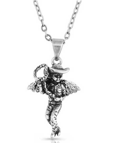 Montana Silversmiths Women's Amberley Cowboy Angel Necklace, Silver, hi-res