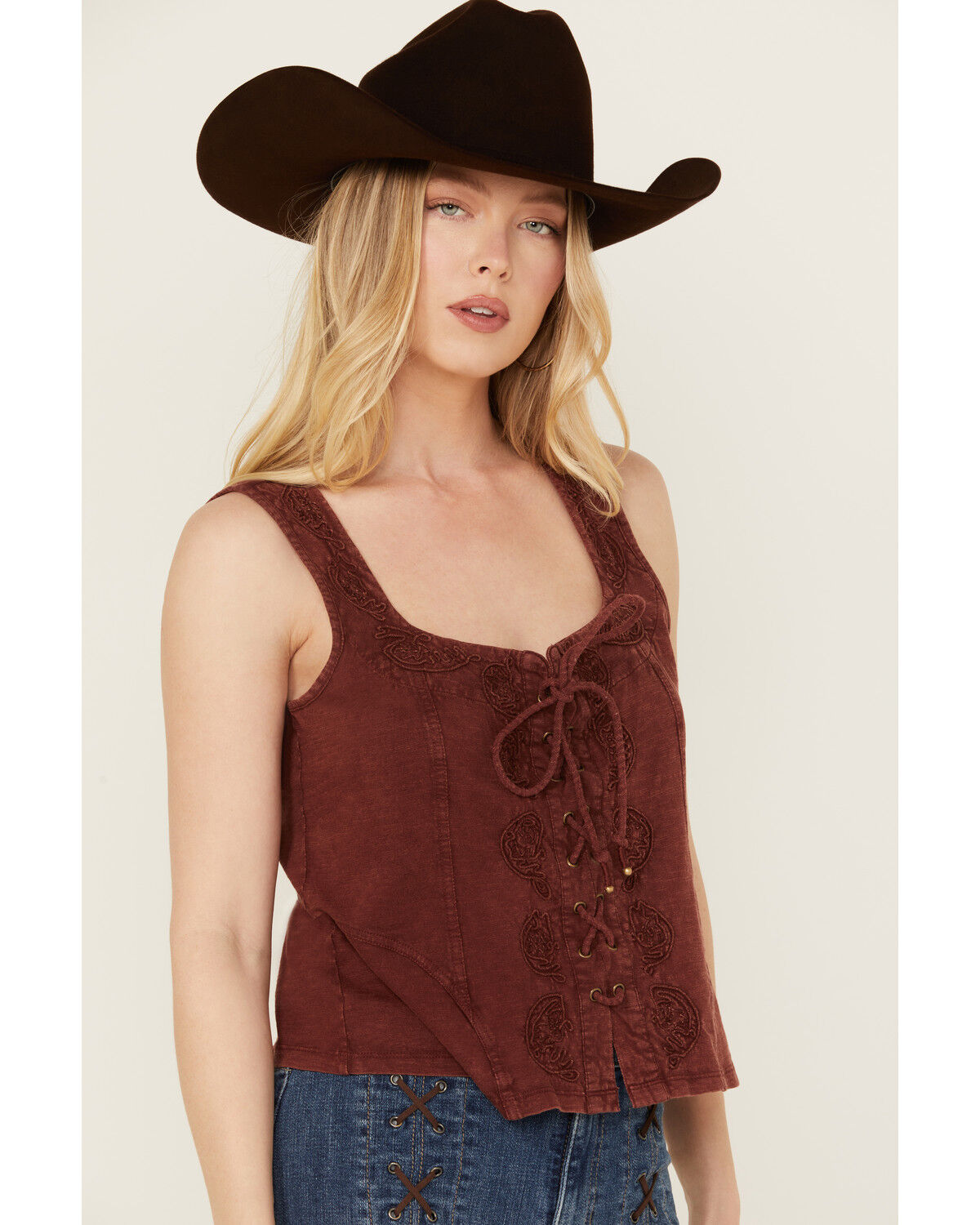 Image #2 - Idyllwind Women's Oriel Bustier Tank, Mahogany, hi-res